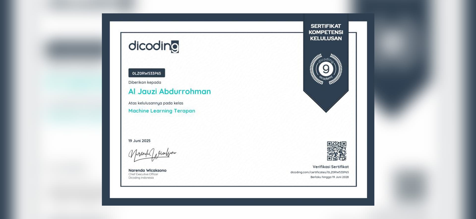Sertifikasi Applied Machine Learning
