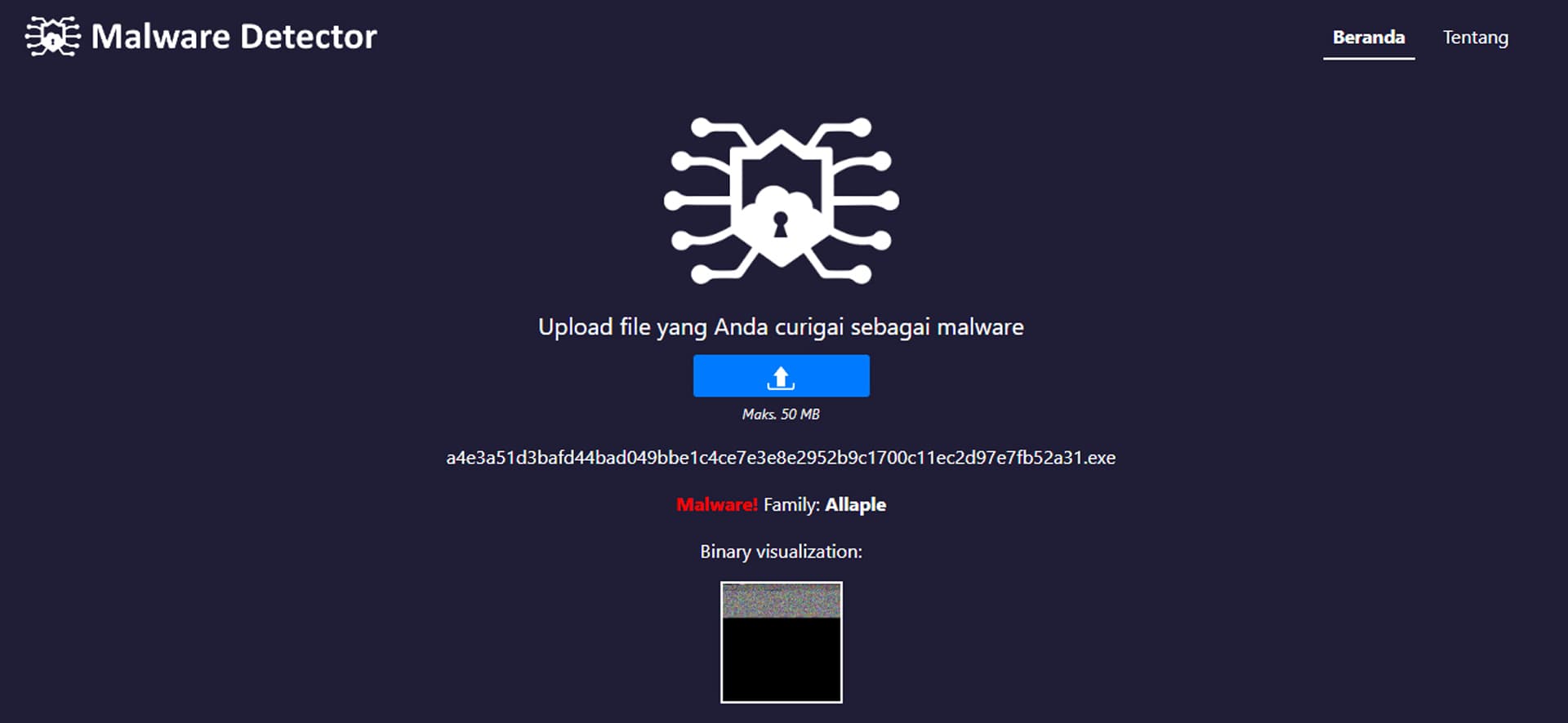 Gallery 2 untuk Malware Detector Web App