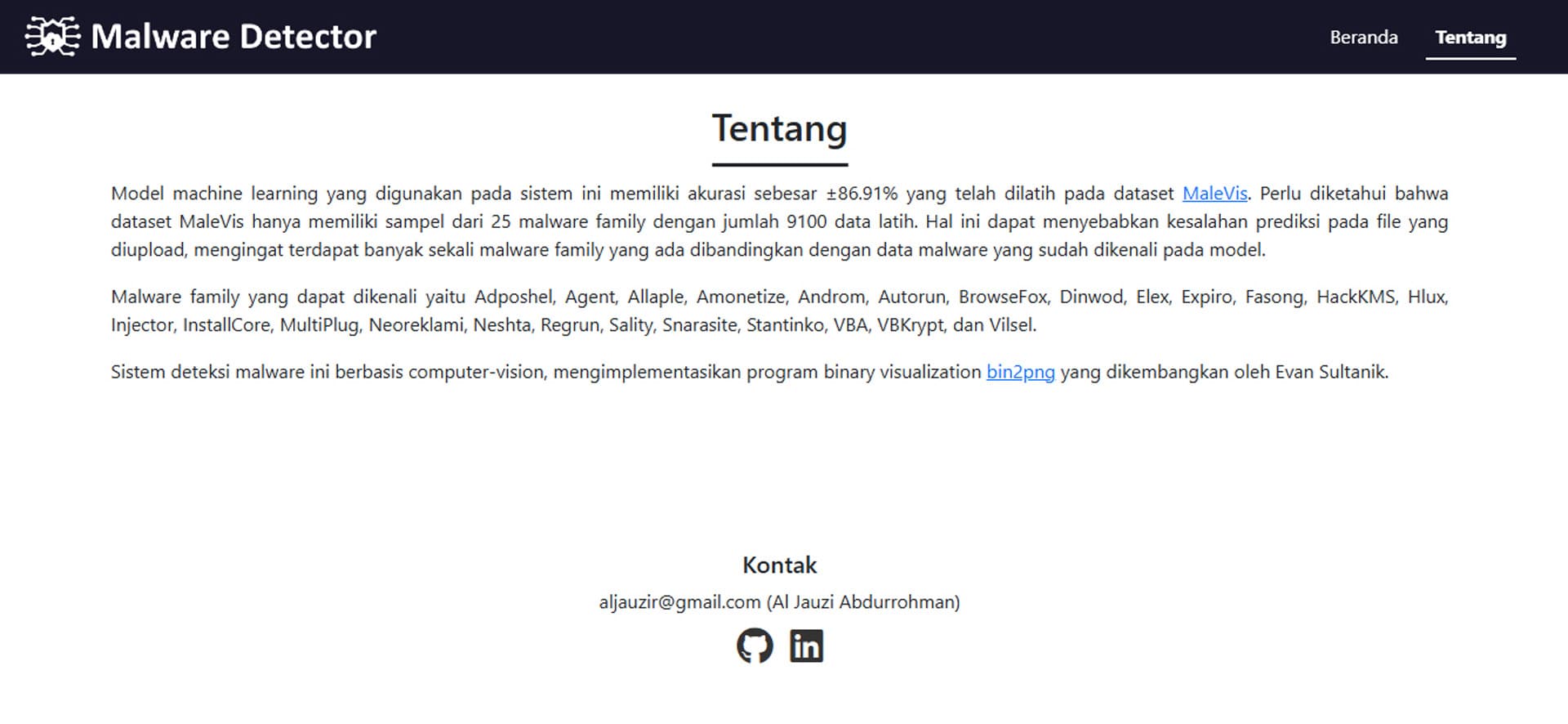 Gallery 4 untuk Malware Detector Web App